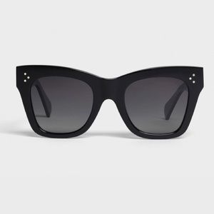 Celine Cat Eye S004 Sunglasses in Acetate with Polarized lenses Black